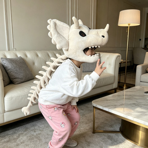 Sweat à capuche amusant en forme de squelette de dinosaure avec dos en peluche, costume de jeu de rôle squelette de dinosaure, décoration de fête d'Halloween - Product Image 2