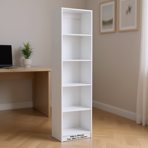 DB Home Office <b>Bookcase</b> 5 Tier Slim Design <b>White</b> Storage Rack for Neatening - Product Image 2