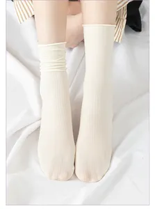 Ready To Ship Velvet Cozy Girls Youth Teal Slouch Socks Ice Candy Color Thin Socks Women Merino Wool Thin Socks