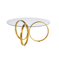 Table basse en verre trempé avec structure métallique, design minimaliste italien, table d'appoint en forme de donut pour salons, meubles de salon