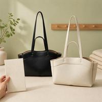 Sac fourre-tout en cuir PU pour femme avec logo personnalisé, design à surpiqûres contrastées, grande capacité, sac à main de bureau pour femme, plusieurs couleurs