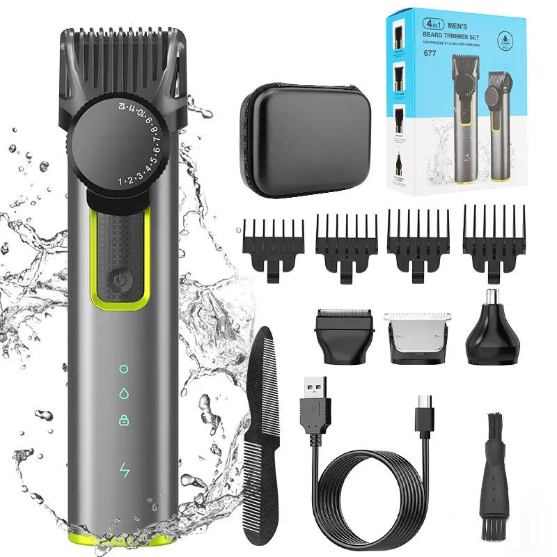 4 In 1 Oplaadbare Draadloze Elektrische Scheerapparaat Neus Trimmers Kit Tondeuse Set Voor Mannen, Professionele Trimmer Tondeuse