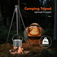 KingGear trépied de Camping extérieur en aluminium, support de feu de joie, grille Portable, support de Pot suspendu, trépied de feu de Camping pour le Camping