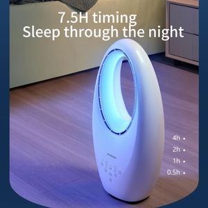 AC Motor Bladeless Air Cooling Fan 3-Speed Touch Control Oscillation 7.5H <b>Timer</b> 4-Color Night <b>Light</b> Remote Ultra Quiet Air Circu - Product Image 4
