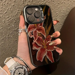 Coque de téléphone antichoc motif rétro peinture à l'huile fleur de lys pour <span class=keywords><strong>iPhone</strong></span> 16 15 14 17 Air Pro Max 16E 13 12 11 7 8 <span class=keywords><strong>SE</strong></span> <span class=keywords><strong>2022</strong></span> - Product Image 5
