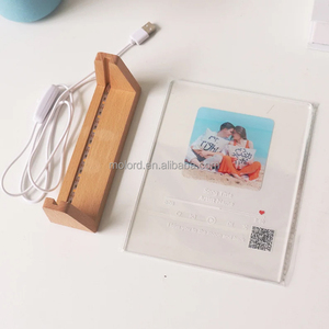 U-hình dạng cơ sở bằng gỗ đèn LED 3D ánh sáng ban đêm cơ sở khung ảnh Acrylic ánh sáng bằng gỗ đèn cơ sở Lịch khung cho máy tính để bàn hiển thị - Product Image 3