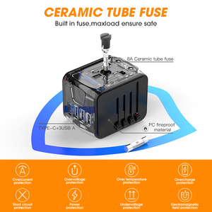 Phổ Travel Adapter quốc tế cắm điện Adapter <span class=keywords><strong>3</strong></span> <span class=keywords><strong>USB</strong></span> + 1 <span class=keywords><strong>USB</strong></span> C cổng QC3.0 trên toàn thế giới tường sạc USA EU Anh AUS - Product Image 6