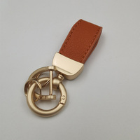 Porte-clés de voiture en cuir PU grain litchi couleur macaron, anneau plaqué or, accessoire de clé de voiture en métal, vente chaude