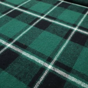 Vestido camisero a cuadros verde teñido con hilo de algodón, tela de franela ligera con patrón de cuadros recubiertos - Product Image 1