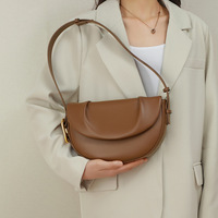 Sac bandoulière plissé en cuir couleur châtaigne pour femme, style rétro européen, sacs à main et pochettes féminins, sac polyvalent de luxe 2025