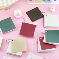 Carnet de notes miniature avec couverture en PP et porte-clés, avec anneaux de reliure, 80 blocs-notes vierges DIY de poche 2,76x2,76'', cartes flash d'indexation, fournitures de bureau