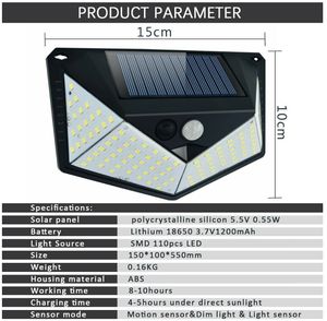 Lámpara Solar LED de Pared Impermeable IP65 con 3 Modos, Sensor de Movimiento Solar, Batería, Iluminación Exterior para Jardín, Patio, Camino, Paisaje, Cuerpo de PC - Product Image 2