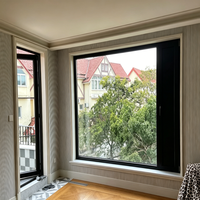 Porte battante contemporaine en alliage d'aluminium, verre trempé, certifiée Energy Star, revêtement poudré pour entrée, villa, salle de bain, maison, bureau