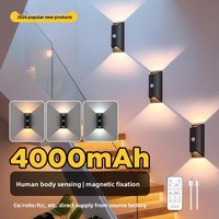 Lampe murale intelligente SIXWGH rechargeable avec détecteur de mouvement PIR, induction, 3 couleurs réglables, gradation progressive, minuterie, fixation magnétique, pour couloir
