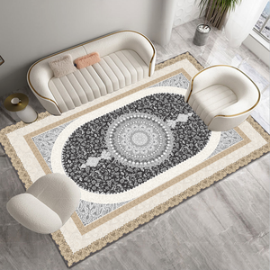 Tapis persans et turcs beiges bon marché du fournisseur d'usine, imprimés en 3D, en polyester, fabriqués à la machine, à motifs floraux, pour la maison, la prière et le salon - Product Image 6