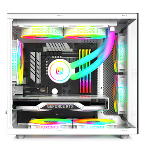 Escritorio para <span class=keywords><strong>PC</strong></span> con Panel Lateral de Vidrio Templado SOEYI, Mesa para <span class=keywords><strong>PC</strong></span> con RGB, Gabinete para <span class=keywords><strong>PC</strong></span> MATX, Escritorio y Gabinete para Juegos de Computadora Dos en Uno - Product Image 6