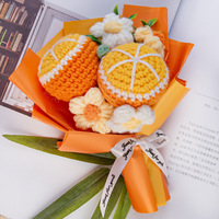 Buket Buah Mini Jeruk Stroberi Bunga Rajut Hadiah Hari Ibu Dekorasi Liburan Rajutan Buatan Tangan
