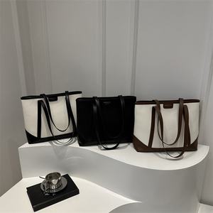 Nouveauté 2025 – Sacs fourre-tout grande capacité pour femme, style coréen, en cuir PU, avec coutures colorées, pour livres - Product Image 4