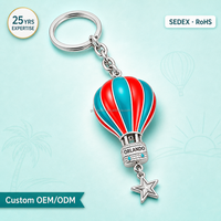 Porte-clés personnalisé SEDEX mignon Orlando, montgolfière bleu sarcelle et corail, en métal émaillé souple, cadeau souvenir de la Floride, vente en gros pour les boutiques de souvenirs