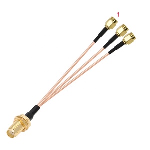 1 unidad SMA hembra mamparo a 3 SMA macho enchufe 1 a 3 adaptador divisor RF <span class=keywords><strong>Coaxial</strong></span> RG178 Pigtail Jumper <span class=keywords><strong>WIFI</strong></span> antena <span class=keywords><strong>Cable</strong></span> de extensión - Product Image 1