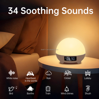 Réveil intelligent à bruit blanc avec contrôle par application, veilleuse RGB, batterie rechargeable, détection de température et Wi-Fi pour adultes