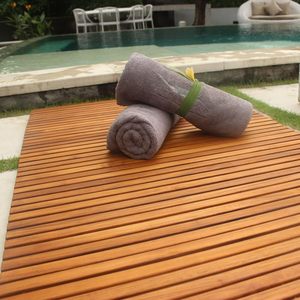 Tappetino in legno massello Teak 100% Teak-piattaforma in legno <span class=keywords><strong>antiscivolo</strong></span> per interni ed esterni per Sauna, <span class=keywords><strong>piscina</strong></span>, decorazione per pavimenti in vasca idromassaggio - Product Image 3