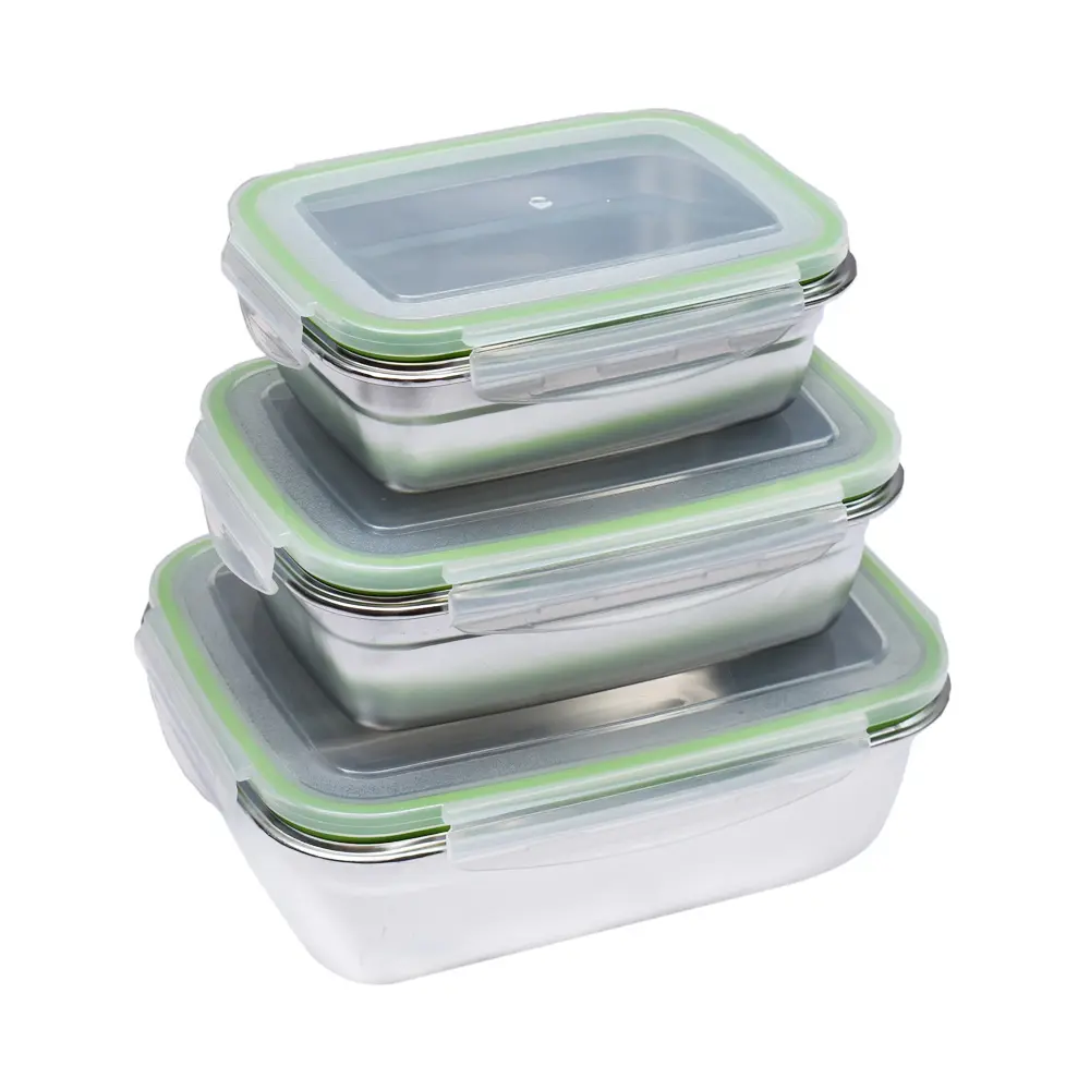 Kitchen Accessories 350ml 550ml 850ml Transparent Food Container 304 Stainless Steel Lunch Box
