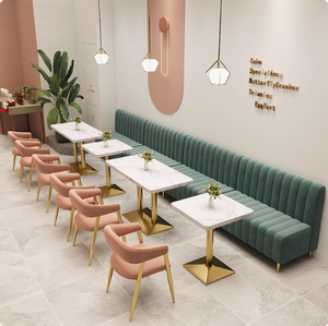 Thiết kế sang trọng hiện đại nhung bọc gian hàng chỗ ngồi dài ghế ăn và bàn đặt cho quán bar nhà hàng tráng miệng cafe sử dụng - Product Image 2