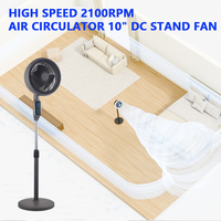Ventilateur sur pied à 9 vitesses, avec minuterie de 9 heures, moteur DC, 3 modes, télécommande tactile, hauteur réglable de 10 pouces, pour chambre à coucher et bureau