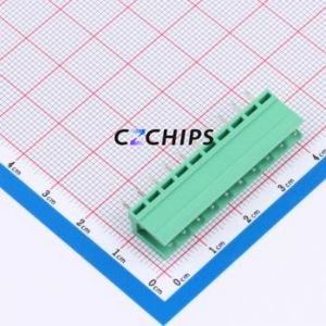 MXHT396V-3.96-10P-GN01-Cu-A Plug-in Terminal Block Through hole,P=3.96mm Board-to-Board / Socket - Open 1x10P 3.96mm Green - Product Image 1