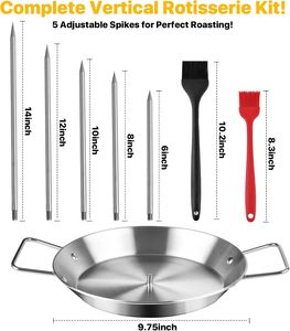 Stainless Steel Vertical Screw <b>BBQ</b> Pot Accessories Barbecue Grill Roast Chicken Rack Vertical Skewer <b>BBQ</b> Plate - Product Image 3