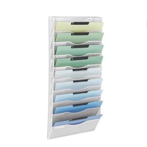 Organisateur de fichiers mural en maille à 10 poches, porte-documents, porte-lettres, porte-articles, avec rangement pour clipboard - Product Image 1