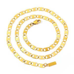 5. سلاسل عنق عنق من الفولاذ المقاوم للصدأ للنساء ، قلادات ترقوة ذهبية PVD للنساء ، طقم سوار وقلادة بسلسلة ربط بمارينر مسطحة - Product Image 5