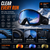 Masque de ski magnétique certifié CE TN, double couche anti-buée, lentille à changement rapide, sans monture, équipement de snowboard OTG 2026