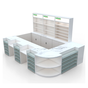 Stand d'exposition personnalisé pour centre commercial, comptoir de service en forme de U avec boîte lumineuse et armoires de rangement pour magasin de détail - Product Image 4