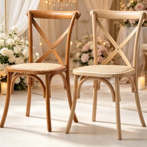Chaises à dossier croisé en bois massif pour événements, mariages et hôtels, vente en gros directe d'usine de Foshan - Product Image 1