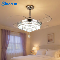 Ventilateur de plafond intelligent LED invisible avec lumière, 42 pouces, 3 pales, moteur DC, télécommande, assurance qualité OEM/ODM, design moderne pour chambre à coucher