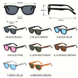 Lunettes de soleil rétro 2025 personnalisables avec logo, couleur bonbon, protection UV400, rivets, petites lunettes carrées pour hommes et femmes - Product Image 6