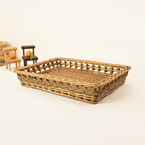 Handgemaakte natuurlijke wilgenmand, rechthoekige opbergmand met handvat voor thuisdecoratie, picknick, cadeau, rustieke wilgenmand - Product Image 4