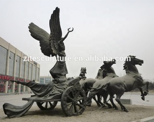 Grande statue de sculpture en bronze de char et de cheval d'Apollon en fonte de laiton - Product Image 3