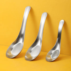ช้อนสแตนเลส 304 สำหรับเรือ ทรงแบน หนาขึ้น ใช้ในครัวเรือน ช้อนซุป ช้อนข้าว สไตล์จีนโบราณ สีพื้น - Product Image 4