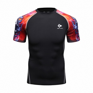 Camiseta de compresión de rendimiento de capa base <span class=keywords><strong>UPF</strong></span> 50 + de manga larga para hombre con estampado de sublimación completa Rash Guard - Product Image 5