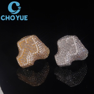 Iced Out Lab Diamond <b>Cross</b> <b>Ring</b> Solid Sterling <b>Silver</b> 925 Gold Plated <b>Cross</b> Lad Grown Diamond <b>Ring</b> Hip Hop Jewelry - Product Image 4