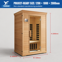 Salle de sauna traditionnelle pour la maison, sauna sec, design en forme de L avec double banc, éclairage LED, alimentation USB/prise électrique