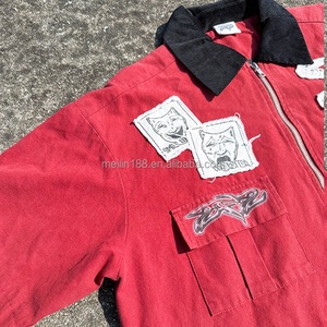 เสื้อครอปท็อปพิมพ์ลายปักสไตล์สตรีทแวร์แบบสั่งทำพิเศษ แจ็คเก็ตทรงบ็อกซ์ซิปหน้า คุณภาพสูง เสื้อเชิ้ตแขนสั้นคอปกสำหรับผู้ชาย เสื้อทำงานผู้ชาย - Product Image 3