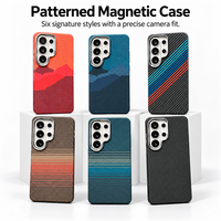 Étui de téléphone magnétique à boutons métalliques indépendants avec motif en fibre de carbone C0564 pour Samsung Galaxy S24 Ultra S25 Plus S26