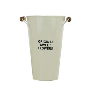 Planteur de fleurs de jardin 1 pièce, grand vase d'intérieur sous forme de seau galvanisé, <span class=keywords><strong>pot</strong></span> de fleurs en métal avec poignées - Product Image 1