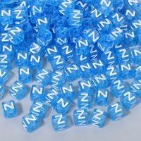 Perles carrées en acrylique bleu transparent 7x7mm pour la création de bijoux, la fabrication de bracelets de téléphone et de porte-clés DIY