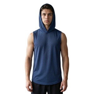 Camiseta sin mangas con capucha para hombre, personalizada, de secado rápido, para gimnasio, modelo TKAN990D, 100% algodón, holgada, transpirable, ropa deportiva, precio bajo. - Product Image 1