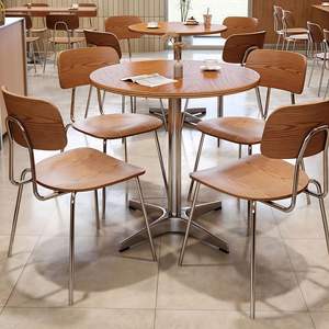 Juego de mesa y sillas cuadradas de estilo madera con estructura metálica para restaurante - Product Image 2